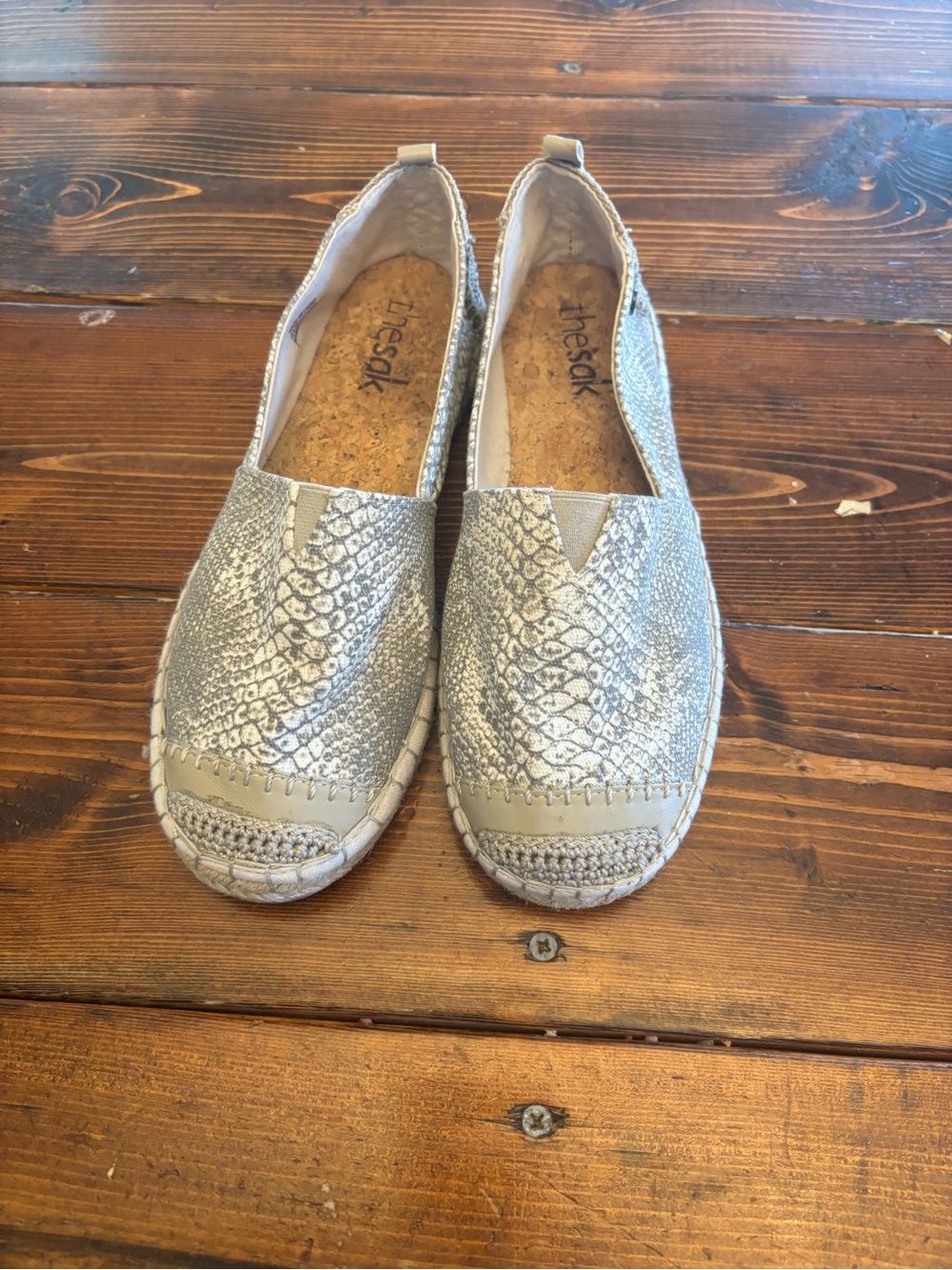 The Sak Silver Snake-Embossed Slip-On Flats